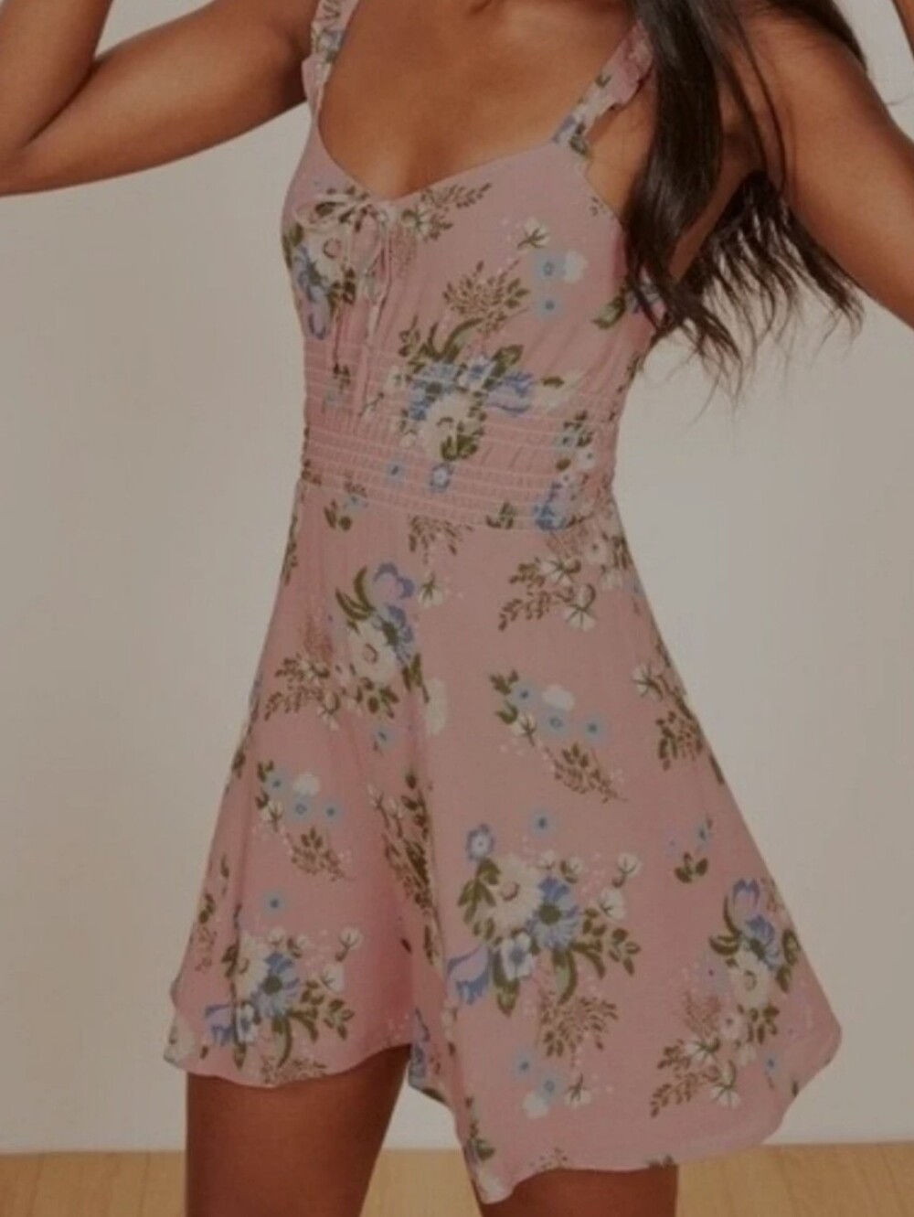 Nwt Reformation Elsye Charming Pink Irene Floral Print Smocked Bodice Dress